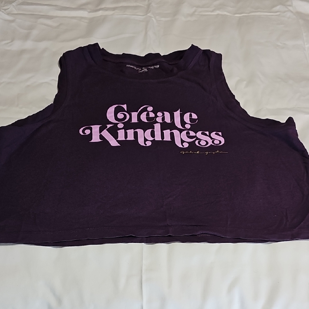 Spiritual Gangster Purple Workout Top with "Create Kindness" Text